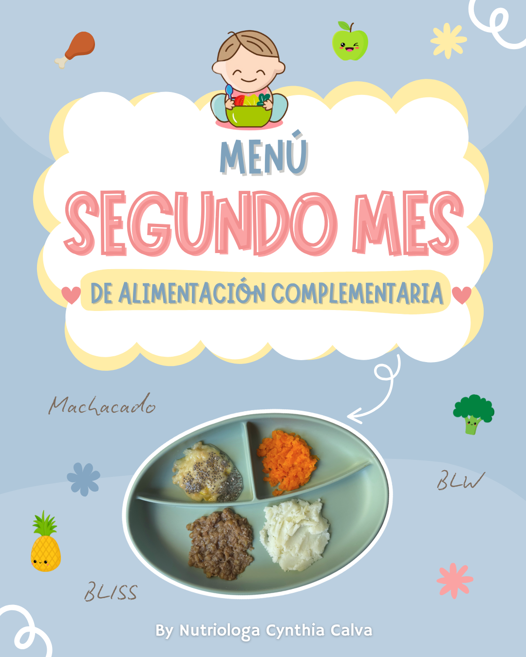 Menú bebe 7 meses "2do mes de introducción de alimentos"