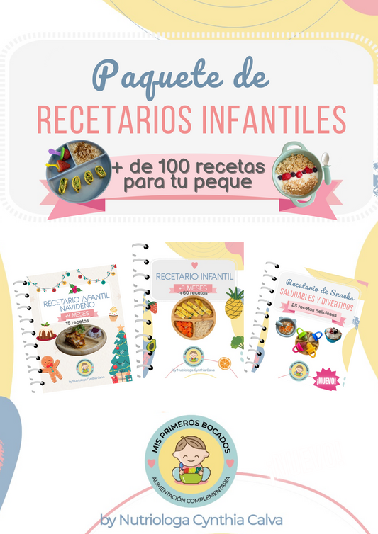 Paquete de 3 recetarios +100 recetas para tu peque